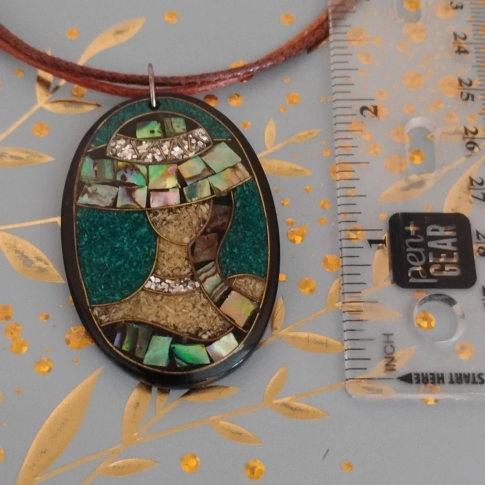 Mosaic Abalone Pendant Necklace - Picture 2 of 9